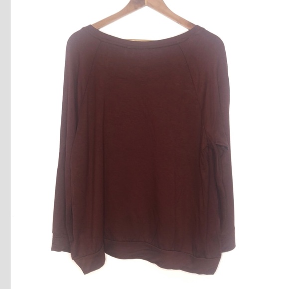 Ivoire Brown long sleeve scoop neck blouse size XL - Picture 2 of 5